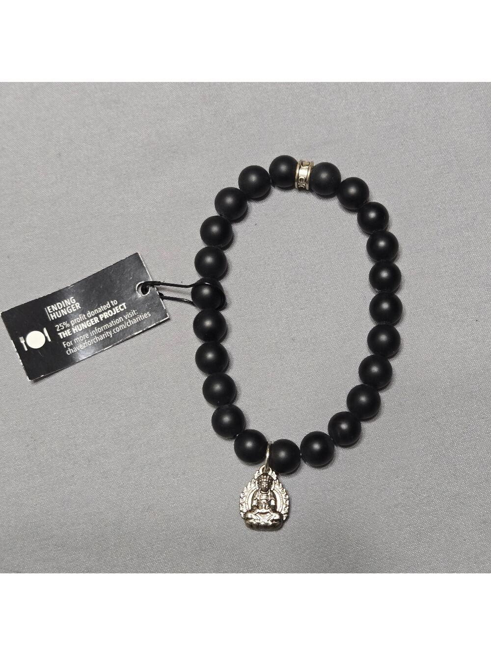 Chavez for Charity Matte Black Onyx Buddha Charm Bracelet